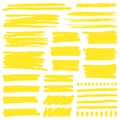 Yellow marker stroke. Highlight marker stroke lines, bright permanent marker sketch, doodle highlight marker lines Royalty Free Stock Photo