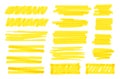 Yellow marker stroke lines, markers stripes. Highlighter for text, hand drawn elements to underline pen. Bright lines Royalty Free Stock Photo