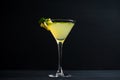 Yellow martini cocktail with lemon and mint Royalty Free Stock Photo