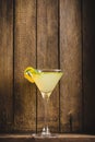 Yellow martini cocktail with lemon and mint Royalty Free Stock Photo