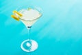 Yellow martini cocktail with lemon and mint Royalty Free Stock Photo