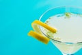 Yellow martini cocktail with lemon and mint Royalty Free Stock Photo