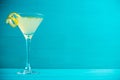 Yellow martini cocktail with lemon and mint Royalty Free Stock Photo