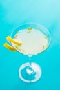 Yellow martini cocktail with lemon and mint Royalty Free Stock Photo