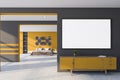 Yellow master bedroom with cabinet and poster Royalty Free Stock Photo