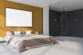 Yellow master bedroom corner, horizontal poster Royalty Free Stock Photo