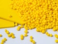 Yellow masterbatch and colorchips Royalty Free Stock Photo
