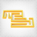 Yellow maze. Vector 3d illustration. The concept of getting out of a difficult situation