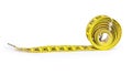 Yellow measure tape. Isolated over white Royalty Free Stock Photo