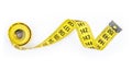 Yellow measure tape Isolated over white Royalty Free Stock Photo