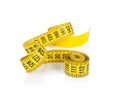 Yellow measure tape. Royalty Free Stock Photo