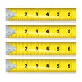 Yellow Measure Tape Vector. Centimeter And Inch. Measure Tool Equipment Illustration Isolated On White Background Royalty Free Stock Photo