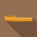 Yellow measuring tape icon, flat style