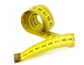 Yellow measuring tape isolated on white background Royalty Free Stock Photo