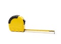 Yellow measuring tape isolated on background. Royalty Free Stock Photo