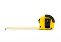 Yellow measuring tape isolated on background. Royalty Free Stock Photo
