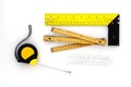 Yellow Measuring tape for tool roulette or ruler. Tape measure template in centimeters.