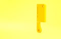 Yellow Meat chopper icon isolated on yellow background. Kitchen knife for meat. Butcher knife. Happy Halloween party