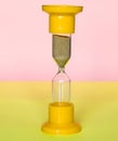 Yellow medical hourglass. Natural light. Close-up.-image