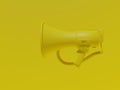 Yellow megaphone on yellow background rendering illustration