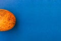 Yellow melon. Summer ripe vegetable for preparing a healthy meal. Fresh whole melon closeup. Top view, copy space. Royalty Free Stock Photo