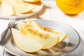 Yellow melon with white pulp, grown without chemical treatments Royalty Free Stock Photo