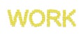 Yellow memo notes illustrating WORK and including clipping path Royalty Free Stock Photo