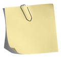 Yellow Memo paper clip Royalty Free Stock Photo