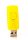 Yellow memory card on white background