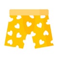 Yellow Men boxer underpants with hearts. Fashion concept