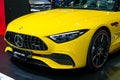 Yellow Mercedes-Benz AMG SL 43 cabriolet. Thailand, Bangkok 07 april 2024 Royalty Free Stock Photo