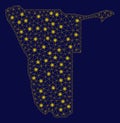 Yellow Mesh 2D Namibia Map with Light Spots