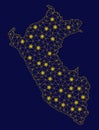 Yellow Mesh 2D Peru Map with Light Spots
