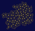 Yellow Mesh Network Guizhou Province Map with Flare Spots