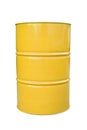 Yellow metal barrel isolated on white. Royalty Free Stock Photo