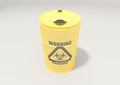 Yellow metal barrels with black biohazard warning sign on white background Royalty Free Stock Photo