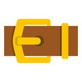 Yellow metal belt buckle icon isolated