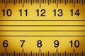 Yellow metal ruler close up