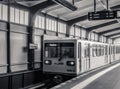 Yellow metro train travels to berlin transport