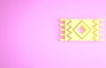 Yellow Mexican carpet icon isolated on pink background. Minimalism concept. 3d illustration 3D render