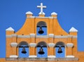 Yellow Mexican church against blue sky Royalty Free Stock Photo