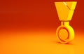 Yellow Military reward medal icon isolated on orange background. Army sign. Minimalism concept. 3d illustration 3D Royalty Free Stock Photo