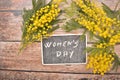 Yellow mimosa flower for woman day festivity 8th march Royalty Free Stock Photo