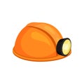 Yellow miner helmet on white background. Vector illustration.