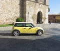 Yellow Mini Cooper in Toledo Royalty Free Stock Photo