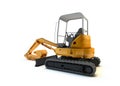 Yellow mini excavator isolated