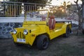 Yellow Mini Moke in a classic car show Royalty Free Stock Photo
