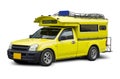 Yellow minibus travel on white background Royalty Free Stock Photo