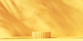 Yellow Minimal Background Podium Platform For Product Display Presentation Advertising 3D Rendering