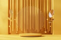 Yellow Minimal Background Podium Platform For Product Display Presentation 3D Rendering